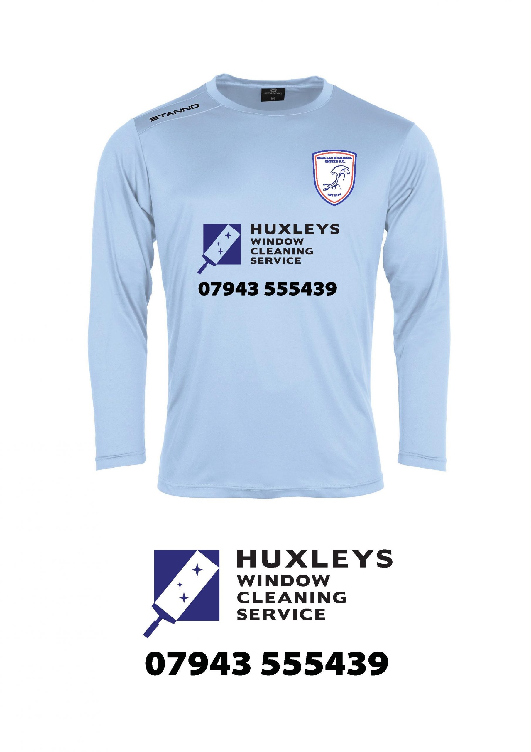 Huxleys window cleaning services sponsoring SGUFC U8's Girls